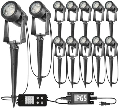 SUNTHIN Outdoor Landscape Spotlights, Dusk to Dawn Sensor Control, 12 Pack