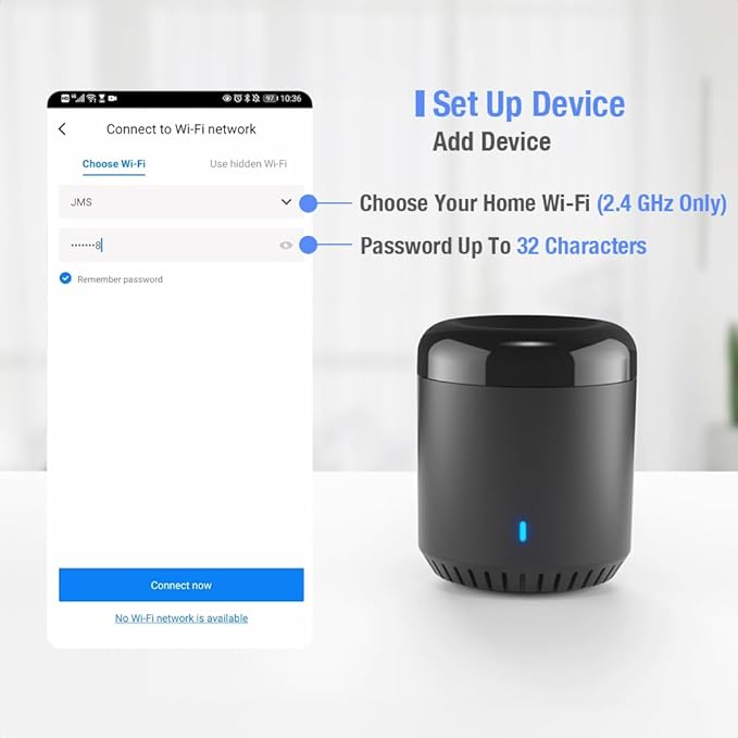 Broadlink WiFi Smart Home Hub RM Mini 3 (2.4 GHz Wi-Fi Only) IR Automation Learning Universal Remote Control for TV Compatible with Alexa, Google Home, IFTTT