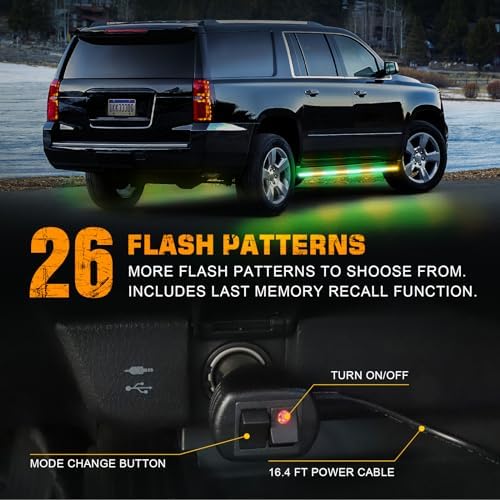 XRIDONSEN 70 inch Running Board Strobe Lights Amber Green Emergency Lights