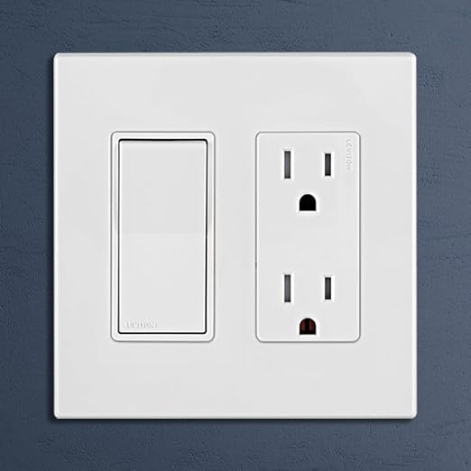 Leviton Lever Edge 15 Amp Single Pole Rocker Switch,E5601-MW,White,(Pack of 40)