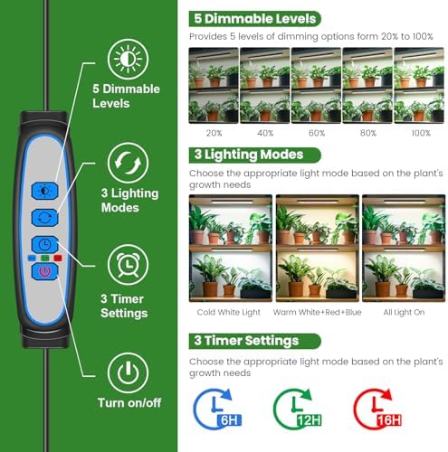 Wolezek 14in Grow Light Strip for Indoor Plants, Full Spectrum