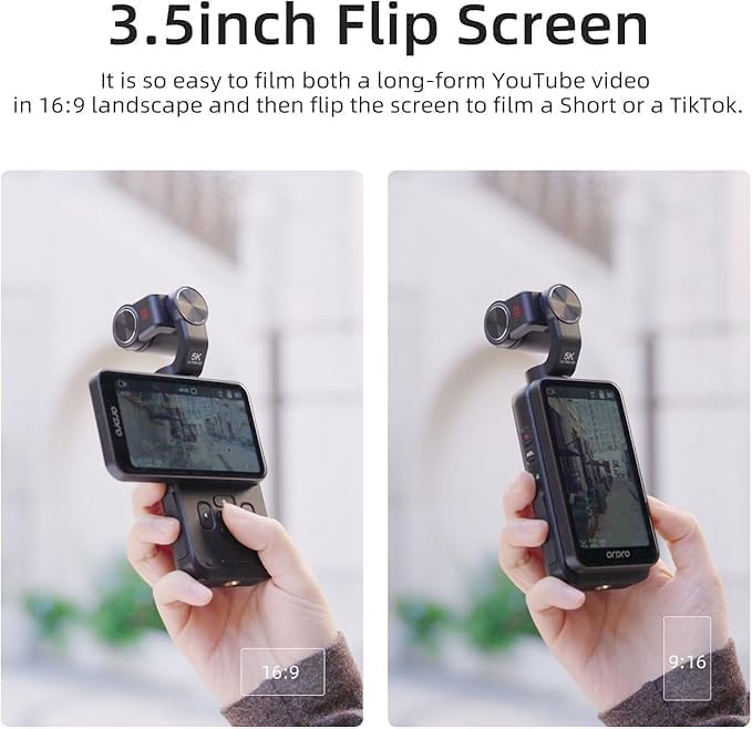 ORDRO M5 Handheld Camcorder Video Camera, 3-Axis Stabilisation, 3.5-inch Rotating Touch Screen, IR Night Vision WDR Face Tracking 120 ° Wide Angle for YouTube with 64G Card
