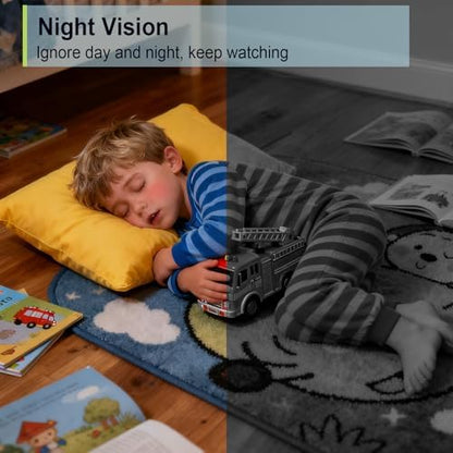 Security Camera Indoor, 2K HD WiFi Cameras for Home Security, Pet/Dog/Baby Camera Monitor with Phone app, 2-Way Audio, Night Vision, 24/7 SD Card Storage, Compatible with iOS & Android(2.4G Only)