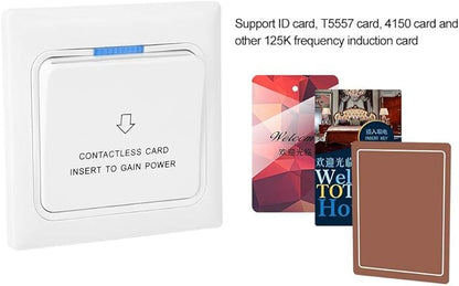 Power Card Sensor Hotel Power Card, Hotel Energy Saving Switch Light Switch Key Plate Extender 3.4x3.4in 100 Times Aging Tests Qualified White For 4150 Card For 125k Frequency Induction Card