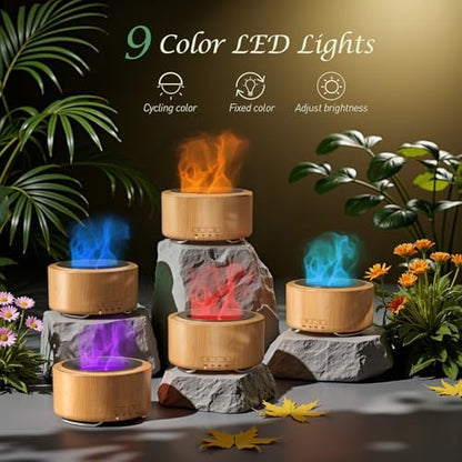 Essential Oil Diffuser for Home: 500ml Fireplace Flame Light