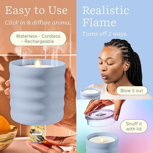 Lifelines Flameless Candle Diffuser with 2 Clickwick Essential Oil Blends