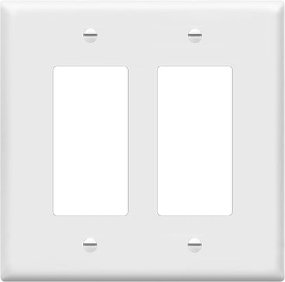 ENERLITES Decorator Light Switch or Receptacle Outlet Wall Plate, Mid-Size 2-Gang 4.88" x 4.92", Polycarbonate Thermoplastic, UL Listed, 8832M-W, White