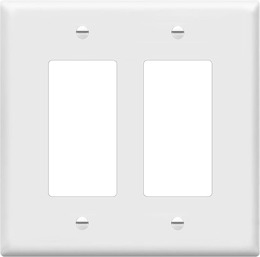ENERLITES Decorator Light Switch or Receptacle Outlet Wall Plate, Mid-Size 2-Gang 4.88" x 4.92", Polycarbonate Thermoplastic, UL Listed, 8832M-W, White