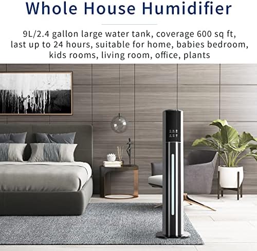 9L / 2.38 Gal Ultrasonic Cool Mist Humidifier for Large Rooms, Top Fill Bedroom Humidifier for Baby & Adults, Smart App & Remote Control, Up to 60H Runtime, Quiet Air Humidifier for Home