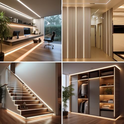 BENLUN 12V COB LED Under Cabinet Strip Lighting Cuttable 32.8ft for Kitchen