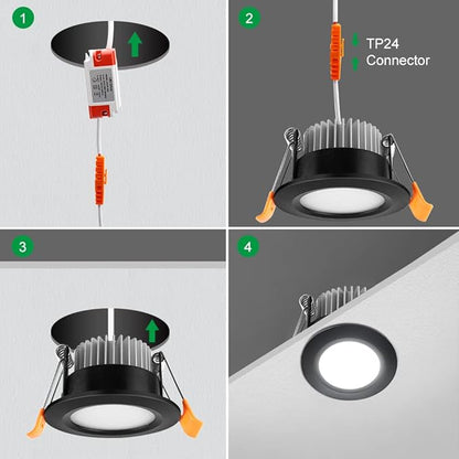 YGS-Tech Smart 2 Inch Recessed Lighting, WiFi LED Downlight 5W 120V, Compatible with Alexa and Google Home, Dimmable RGB & CCT 2700-6500K, Black Trim, Ceiling Light with LED Driver (1 Pack)