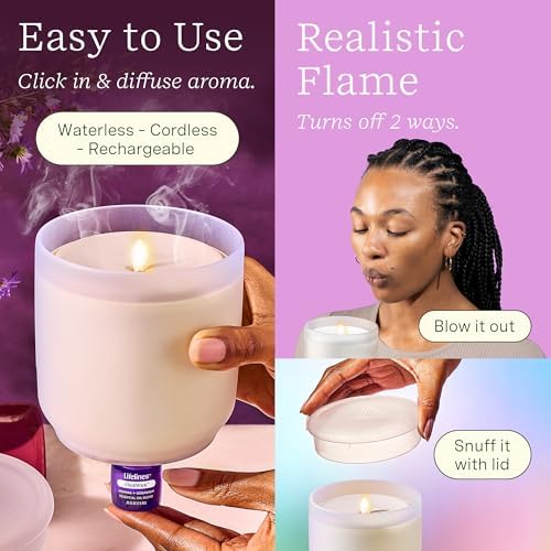 Lifelines Flameless Candle Diffuser with 2 Clickwick Essential Oil Blends