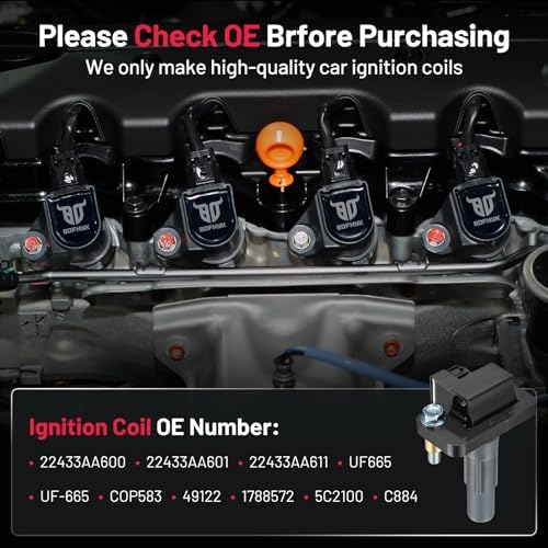 BDFHYK Ignition Coil Packs Compatible with Subaru WRX STI Impreza Forester Legacy H4 2.5L 2010 2011 2012 2013 2014 2015 2016 2017 2018 2019 2020 Coil for UF665 COP583 49122 5C2100 C884 Set of 4