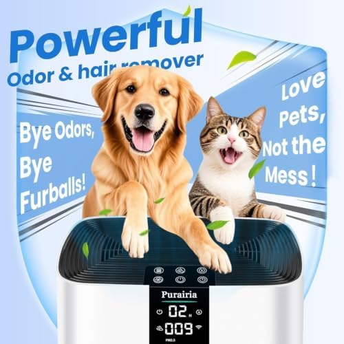 Air Purifiers for Home Bedroom Pets, HEPA Air Purifier for Pets Hair Dander Odor,Smart Air Cleaner with Sleep Mode 22dB,App Control,Air Quality Sensor Large Room,Office Up to 2400 sq.ft (Bright White)