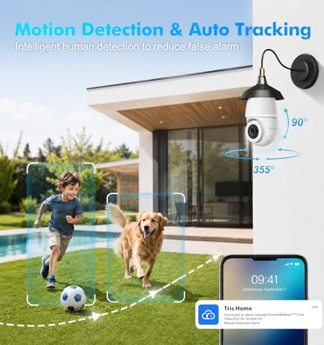 Light Bulb Security Camera,2K 5G & 2.4G WiFi Bulb Cameras for Home Security