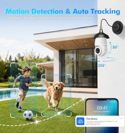 Light Bulb Security Camera,2K 5G & 2.4G WiFi Bulb Cameras for Home Security
