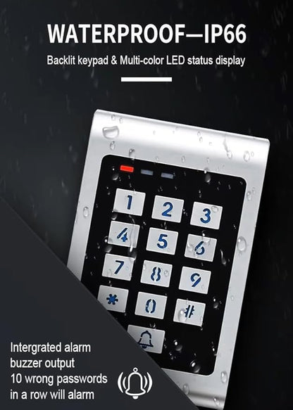 Smart WiFi Metal Outdoor Keypad RFID Access Controller with Tuya Phone App Remote Control 600lbs Magnetic Lock Push Exit Button Commercial WiFi Access Control System