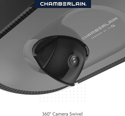 Chamberlain B4643T Smart Built in Camera-myQ Smartphone Controlled-Ultra Quiet, Strong Belt Drive, Blue Garage Door Opener