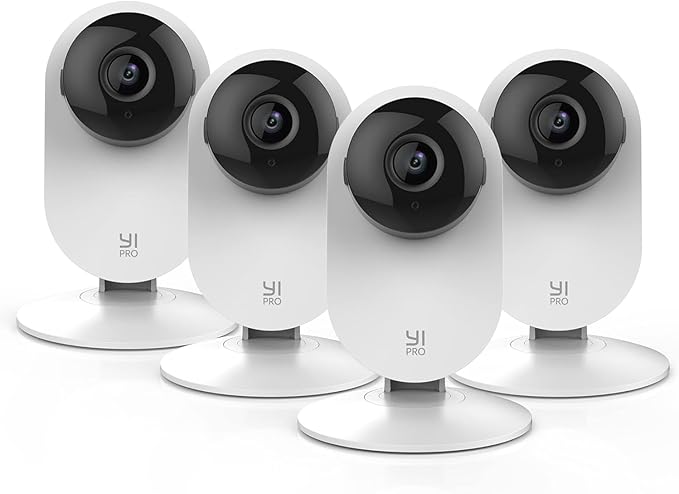 YI Home Pro Security Camera 2K, 2.4Ghz WiFi Indoor Surveillance System with AI Detection,Real-Time Alert,Night Vision,Two-Way Audio for Home/Baby/Pet Monitor,Cloud & SD Card Storage(4-Pack)
