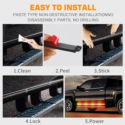 XRIDONSEN 70 inch Running Board Strobe Lights Amber Red Emergency Lights