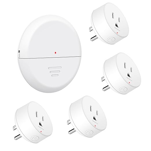 Motion Sensor Plug,Greencycle Wireless Motion Sensor Outlet with Timer Setting,PIR Sensor Plug to Auto Turn On/Off,Adjustable Detection Range,15A/1500W for Christmas Lights,Fans（1 Sensors 4 Plugs）