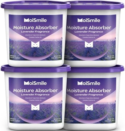 Large Moisture Absorber Buckets, 14 oz Each, Lavender Scent, 4 Pack
