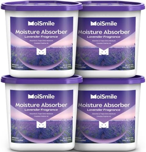 Large Moisture Absorber Buckets, 14 oz Each, Lavender Scent, 4 Pack