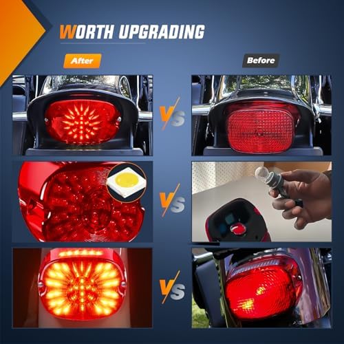 Nilight Motorcycle Tail Light Brake Turn License Plate for Harley, Red