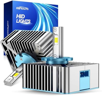 Marsauto D5S D5R HID Bulbs, 6000K White 10X Brightness 70,000LM for HID Xenon Bulb, Plug and Play, Pack of 2