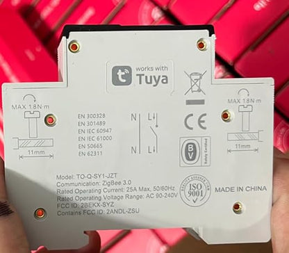 TONGOU ZigBee DIY Smart Switch 25A| DIN Rail Switch| 1P+N 90-240VAC| Real-time Power Monitoring| Remote Control and Set Timer for Home Automation| Support Tuya/Smart Life| Voice Control| FCC Certified