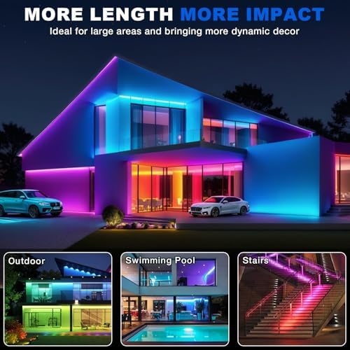 LED neon Lights,50FT RGB Neon Rope Lights,with Remote Control/APP Control,Music Sync,Timer Function,IP67 Waterproof Flexible Neon Strip Lights,for Bedroom Gaming Outdoors Decor