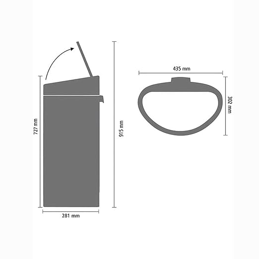 Brabantia Press-Top Kitchen Trash Can with Flat Back | Steel/Black | 10.6 Gallon / 40L | Home Trash Can with Soft-Touch Stay-Open Lid & Removable Inner Bucket | Fits Flat Against Walls | + Trash Bags