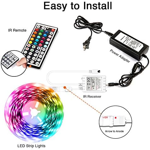 dalattin Led Lights for Bedroom 25ft RGB 5050 Led Strip Lights Color Changing Kit with 44 Keys Remote Controller and 12V Power Supply Led Light Strips Indoor Decoration,Easter Decor
