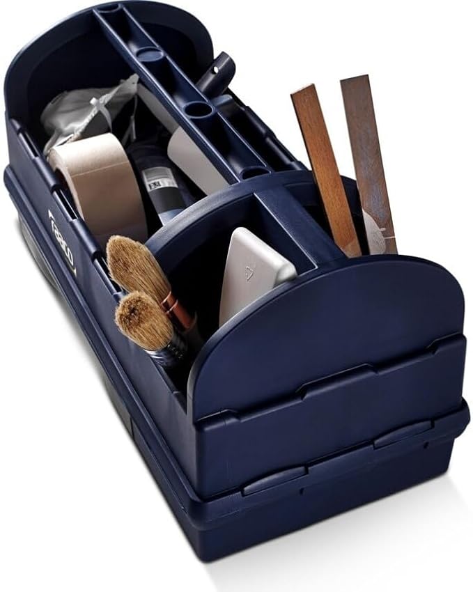 Raaco Open Portable Tool Box Organizer with Handle - Hand-Held Storage | Plastic Polypropylene Toolbox with 3 Compartments & Built-in Drawer, Hand-Held Storage Carrier, 55 lb Load Capacity, workshop