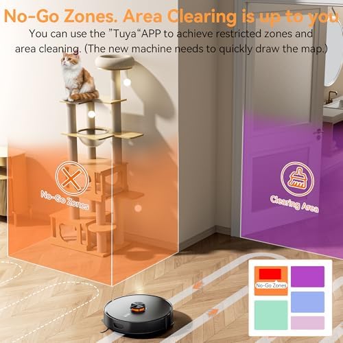 Robot Vacuum and Mop Combo, 90-Day Self Emptying, 10000Pa Strong Suction, dToF Laser Navigation Smart Mapping, 160Min Runtime, Anti-Tangle Robotic Vacuum Cleaner for Hard Floor, Pet Hair, Carpet