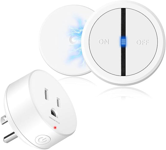 Greencycle Garbage Disposal Wireless Switch Kit,On/Off Switch with Remote Magnetic Base,Air Switch Replacement with No Wiring,No Drilling On Sink Top,500FT RF Range,15A/1500W for Household Appliances