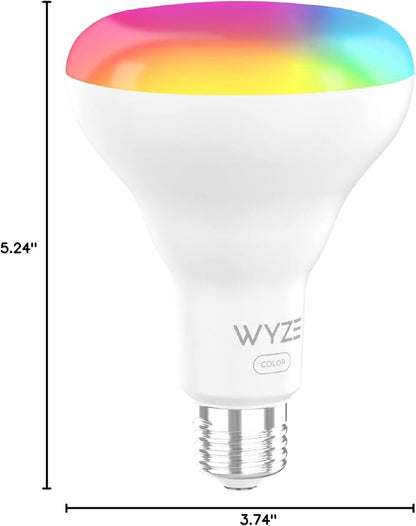 Wyze Bulb Color, BR30 Wi-Fi Smart Bulb, E26 Base, 75W Equivalent 950 Lumens, 16 Million Colors & Tunable White, Compatible with Alexa & Google Assistant, No Hub Required, 1-Pack