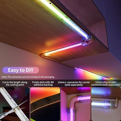 PAUTIX RGB Smart IC COB LED Strip Light Addressable 24ft/7.5m,UL-Listed DC24V Color Flowing Strip Light Multicolor Flexible Tape Lights for TV,Bedroom,Party DIY Decoration(Without Controller&Adapter)