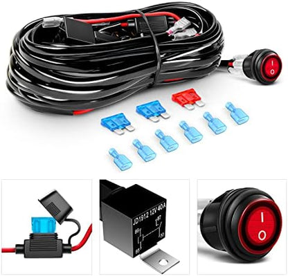 GOOACC 12Inch 72W Led Light Bar 2PCS 4 Inch 18W LED Pods Led Driving Fog Lights with 16AWG Off Road Wiring Harness-3 Leads for Truck Golf Cart SUV ATV UTV Boat, 2 Years Warranty