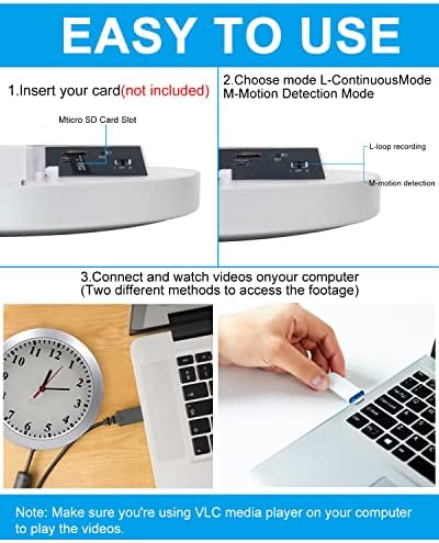 Hidden Camera Clock,1080P Indoor Security Spy Cameras No Wi-Fi No Audio