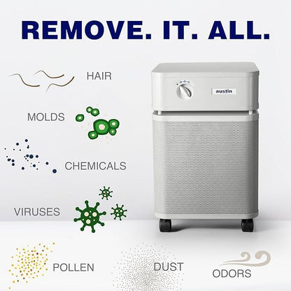 Austin Air HealthMate Plus Air Purifier White - Advanced 4- Stage Filtration Air Purifiers For Home with Activated Carbon & Zeolite - Ideal as Air Purifiers for Bedroom or any Large room, Model B450