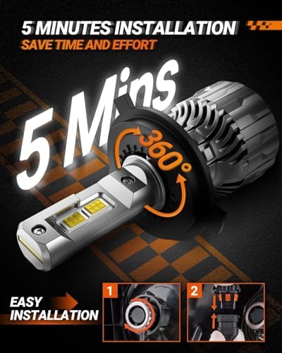 SEALIGHT H4 LED Bulbs, 70000LM Super Bright, 6500K Cool White H4 Bulbs with 15,000RPM Turbo Cooling Fan, 10-Year Lifespan, Pack of 2