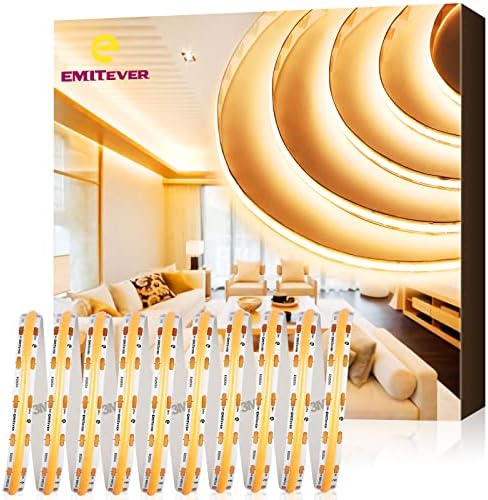 EMITEVER 24V COB LED Strip Lights 2700K,8.2ft 1200LEDs,UL Listed