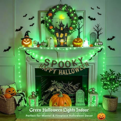 JMEXSUSS 100 LED Green Halloween Fairy Lights Plug in with Remote