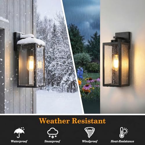 BesLowe 15" Large Upgraded Dusk to Dawn Outdoor Wall Lights, Matte Black