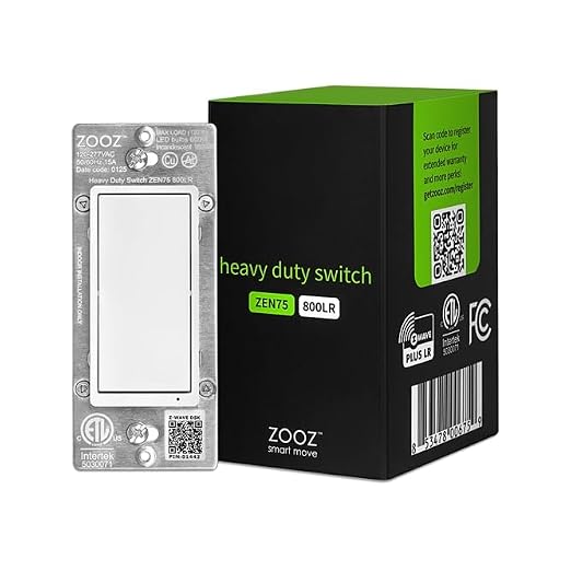 Zooz 800 Series Z-Wave Long Range Heavy Duty On/Off Wall Switch ZEN75 800LR, White | Direct 3-Way (No Add-On Switch Needed) | Z-Wave Hub Required