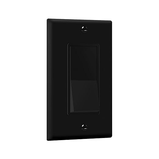 ENERLITES Decorator Paddle Rocker Light Switch with Wall Plate, Gloss Finish, Single Pole, 3 Wire, Grounding Screw, Residential Grade, 15A 120V/277V, UL Listed, 91150-BKWP-10PCS, Black (10 Pack)