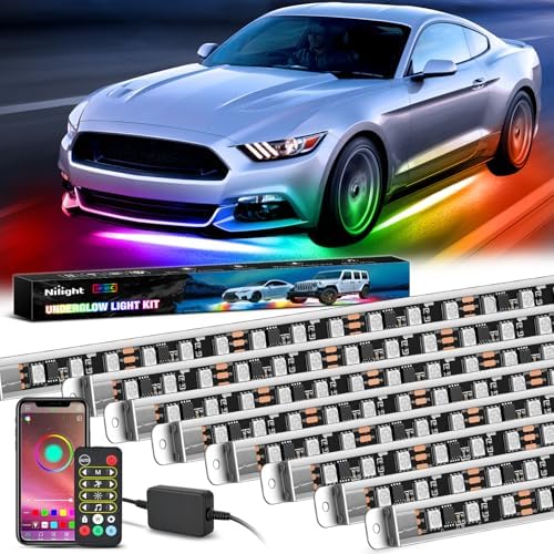 Nilight 8PCS Aluminum Dream Color LED Underglow Strip Lights APP & Remote