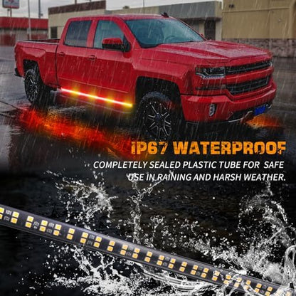 XRIDONSEN 70 inch Running Board Strobe Lights Amber Red Emergency Lights