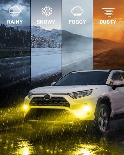 SEALIGHT H11/H16/H8 Yellow LED Fog Light Bulbs, 18000LM 3500K Yellow-2 Pack